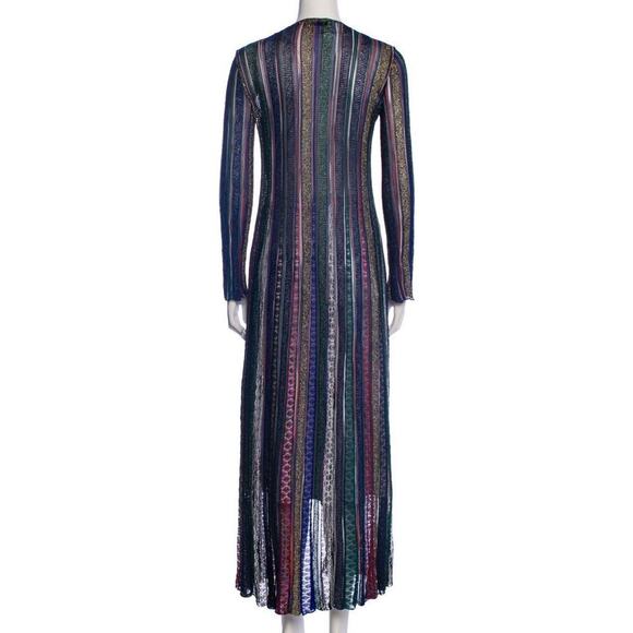 MISSONI Long Cardigan Duster Metallic Sweater IT38 Open Front Striped Italy NEW - Picture 8 of 12